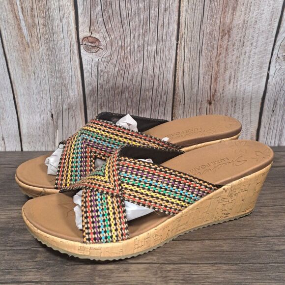 Skechers Shoes - Skechers Beverlee Delighted Relaxed Step Luxe Foam Wedge Sandals Women's 9